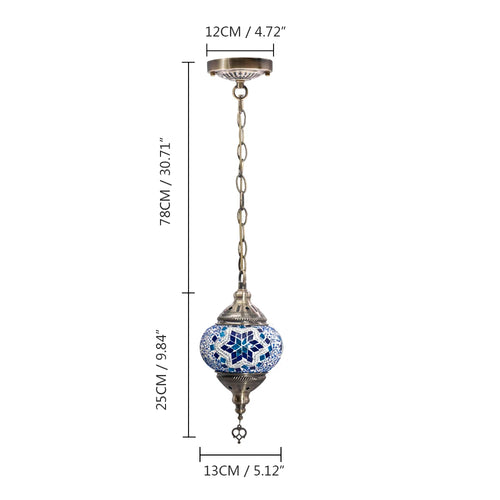 Handmade Turkish mosaic glass pendant light Mediterranean decoration - vue 22 sur 27