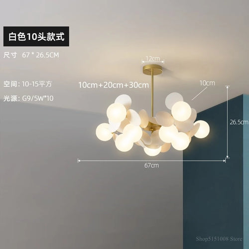 suspension à led design nordique avec fleurs décoratives en acrylique - vue 23 sur 24