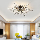 Modern multi-arm chandelier with remote control in aluminium and acrylic