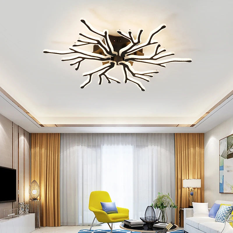 Modern multi-arm chandelier with remote control in aluminium and acrylic - vue 3 sur 11