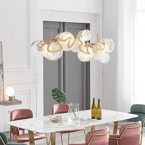 Round glass and iron chandelier for indoor lighting - vue 10 sur 12