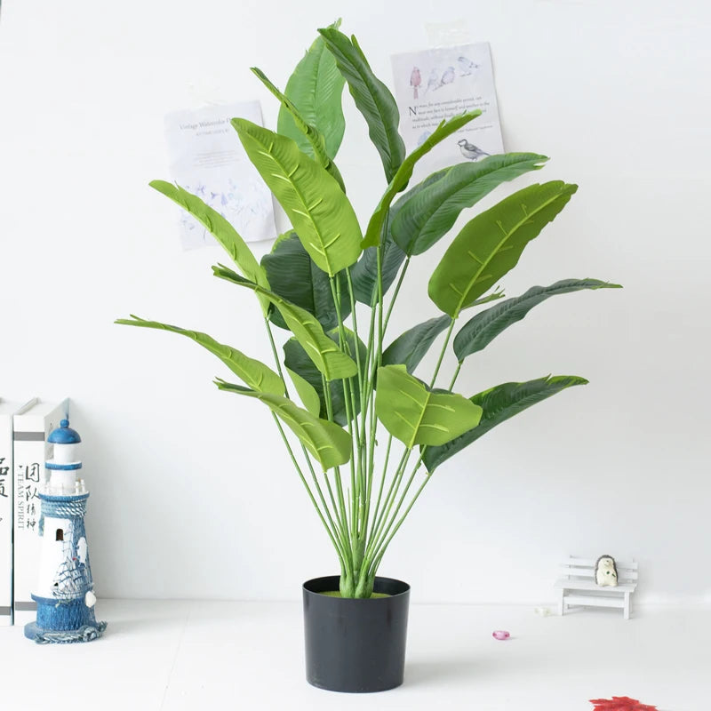 Artificial tropical banana tree with decorative palm leaves - vue 5 sur 10