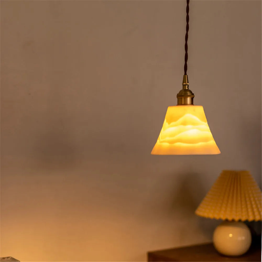 Loft style antique LED brass ceramic retro pendant light - vue 3 sur 6