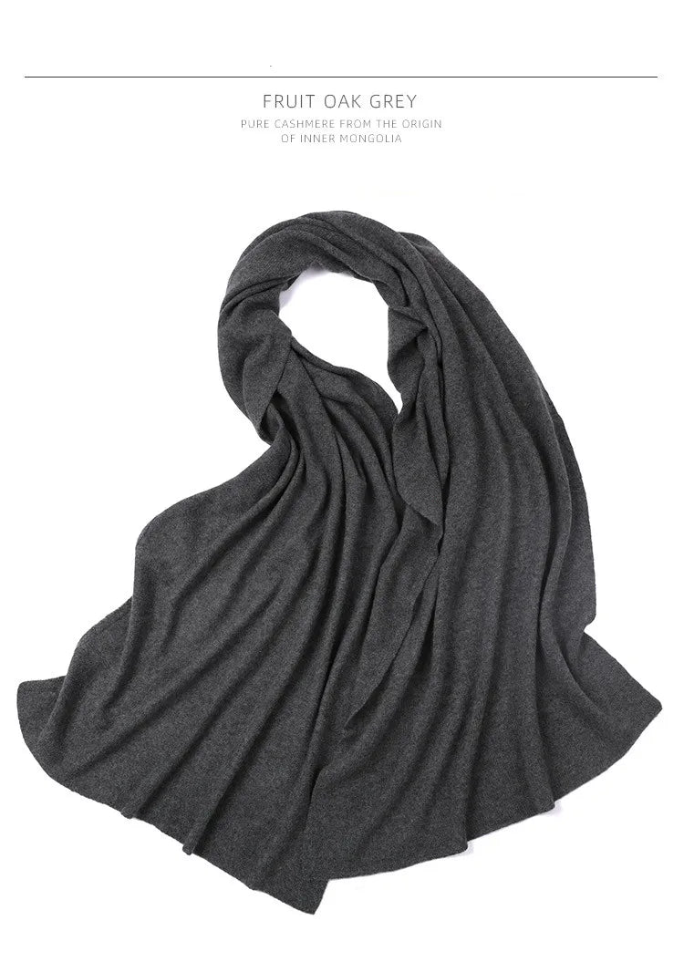 Elegant knitted cashmere scarf with fringes for winter