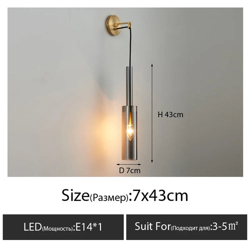 Nordic crystal and copper modern minimalist wall light - vue 12 sur 12