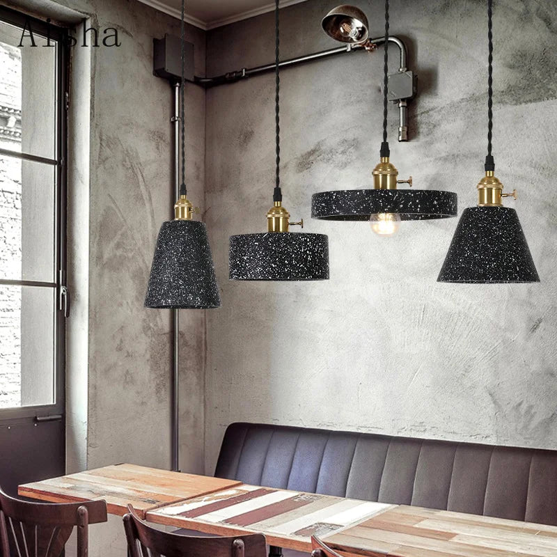 Industrial cement pendant light for table and bar - vue 6 sur 23