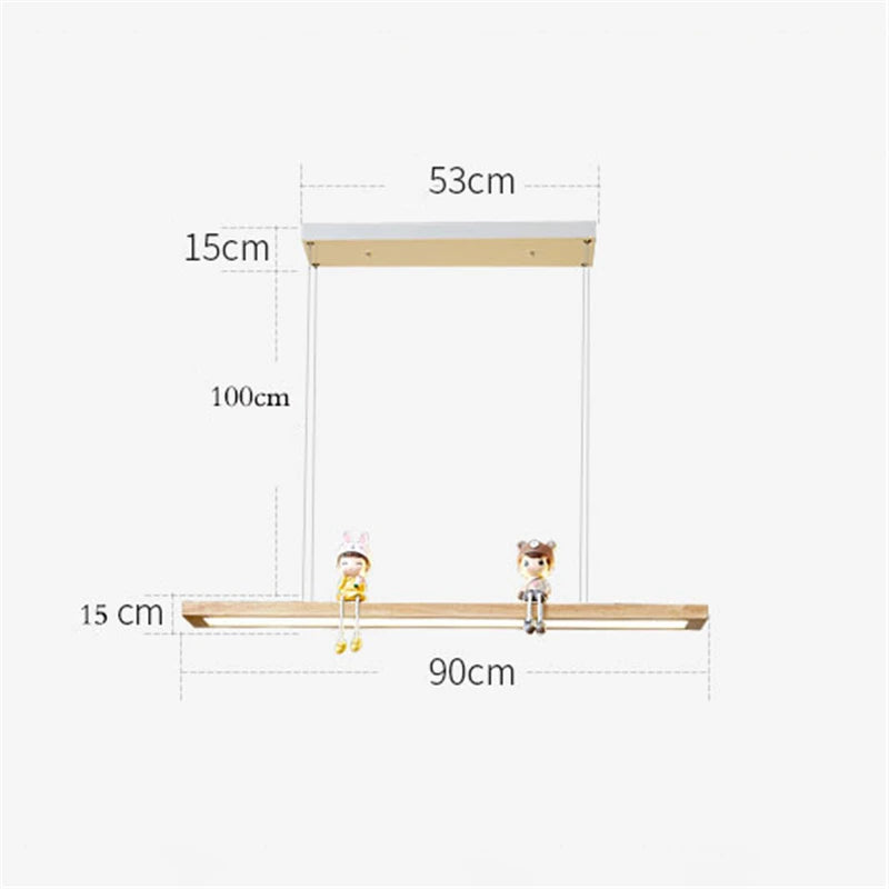 Creative modern minimalist wooden LED pendant light - vue 6 sur 10