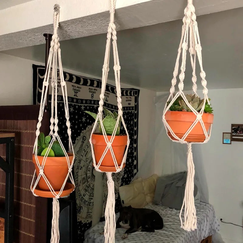 macrame hanging baskets for plants and decoration