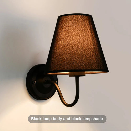 American retro fabric wall light with European LED lampshade - vue 14 sur 14