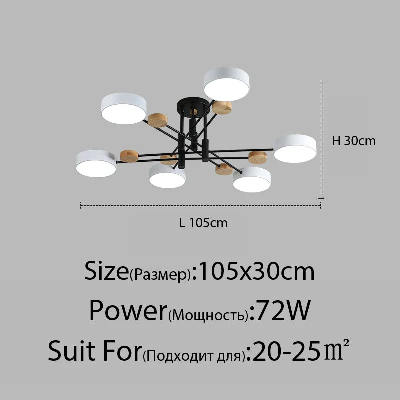 Contemporary nordic LED chandelier in minimalist wrought iron - vue 11 sur 15