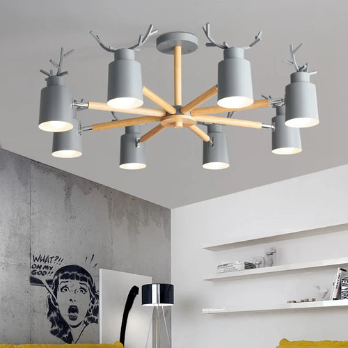 Nordic wood ceiling light with simple and creative design - vue 3 sur 16