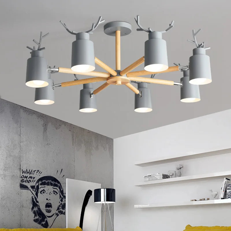 Nordic wood ceiling light with simple and creative design