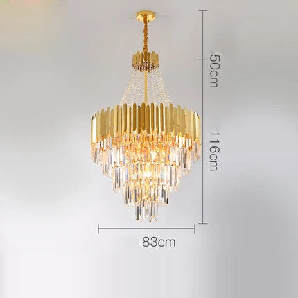 Art deco crystal chandelier in stainless steel with LED lighting - vue 13 sur 19