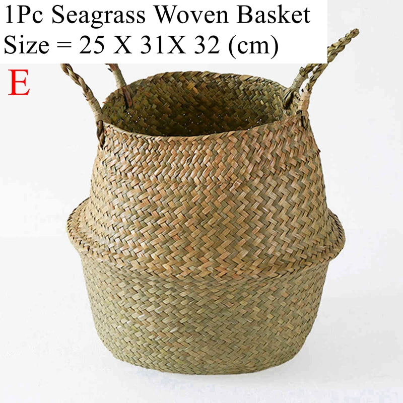 rattan seaweed wicker basket for storage and picnic - vue 9 sur 13