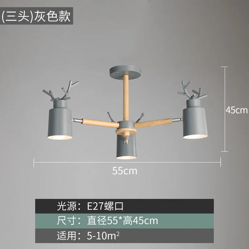 Nordic wood ceiling light with simple and creative design - vue 15 sur 16