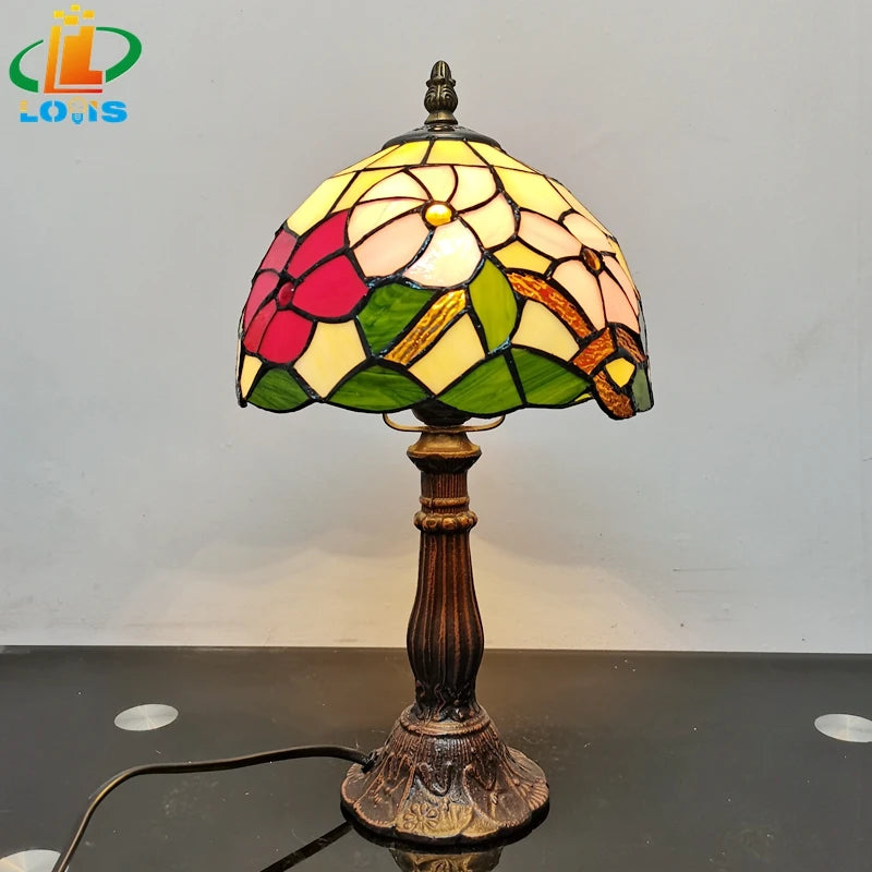 American style stained glass table lamp for decorative interiors