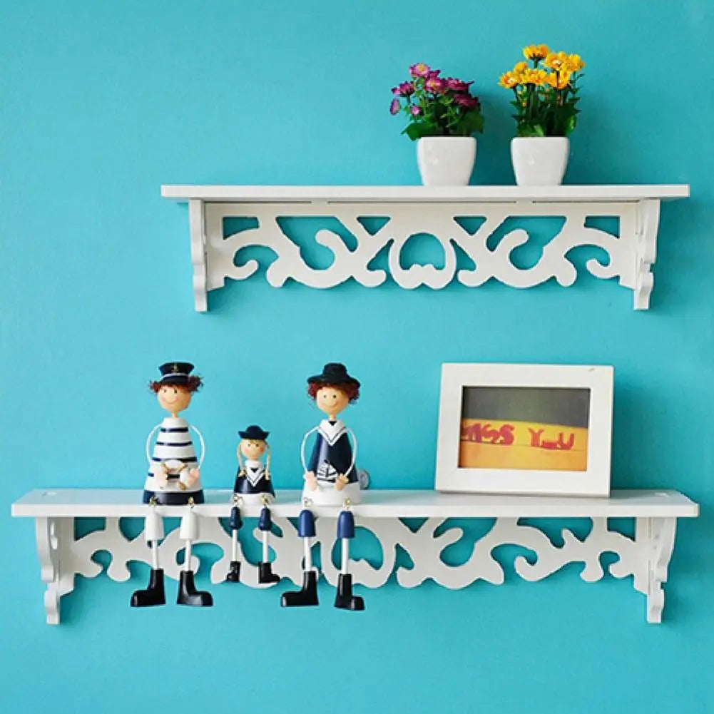 carved wooden wall shelf for interior decoration