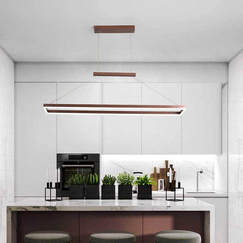 Modern rectangular LED chandelier for restaurant - vue 5 sur 8