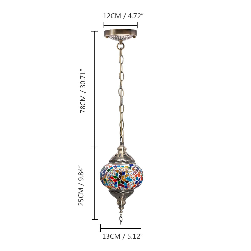 Handmade Turkish mosaic glass pendant light Mediterranean decoration - vue 26 sur 27