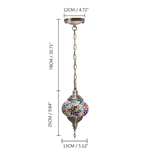 Handmade Turkish mosaic glass pendant light Mediterranean decoration - vue 26 sur 27