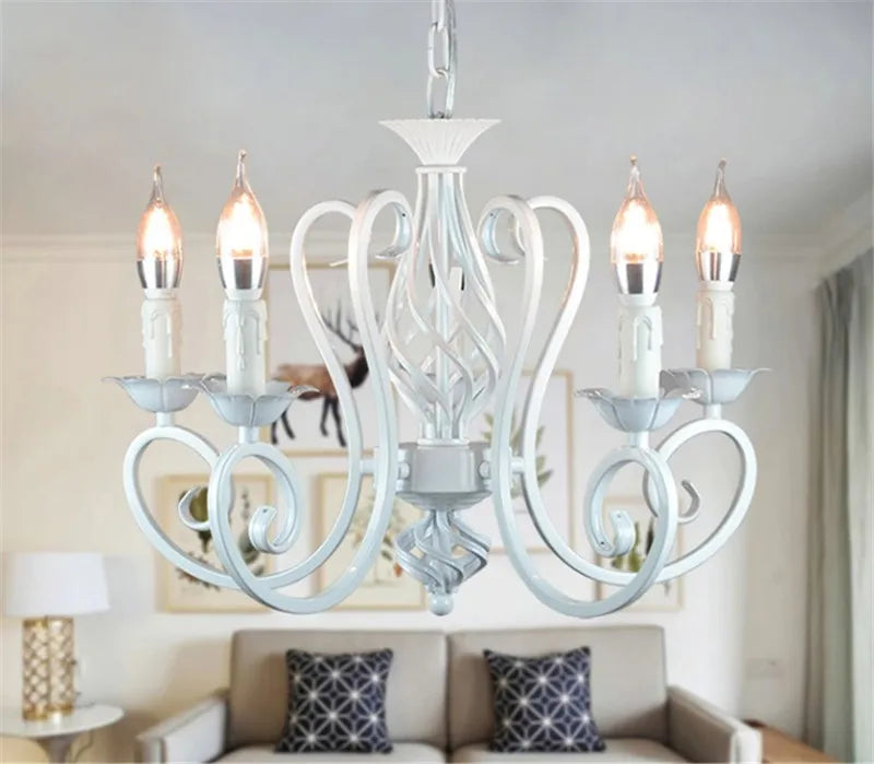 Retro industrial wrought iron chandelier vintage suspended - vue 4 sur 6