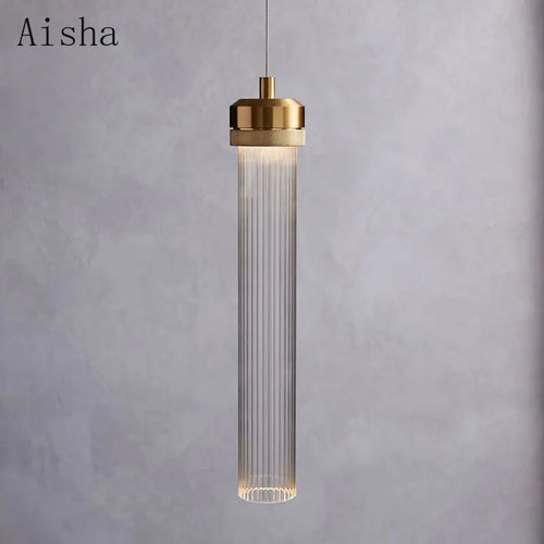 Post-modern clear striped glass pendant light nordic design - vue 2 sur 9