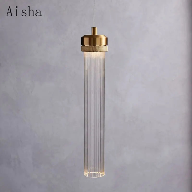 Post-modern clear striped glass pendant light nordic design