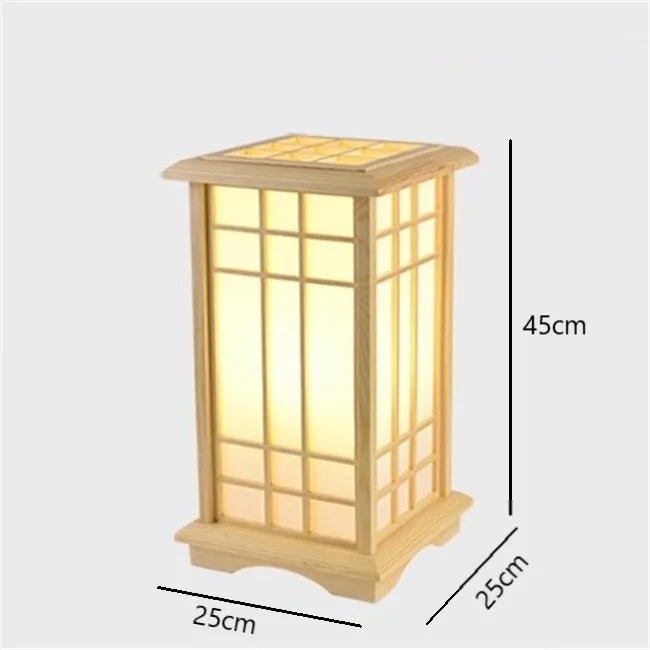 lampadaire carré en chêne massif style tatami japonais led