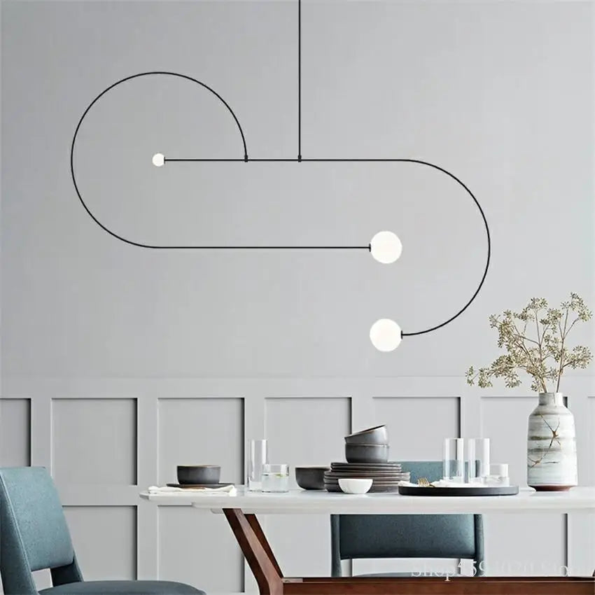 Modern geometric iron LED pendant chandelier