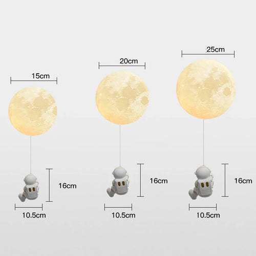 3d astronaut wall light with moon lights for children - vue 7 sur 10