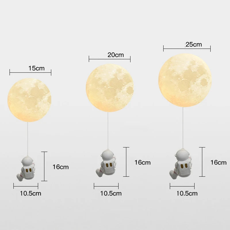 3d astronaut wall light with moon lights for children - vue 6 sur 10
