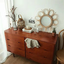 retro wicker wall mirror for home decor