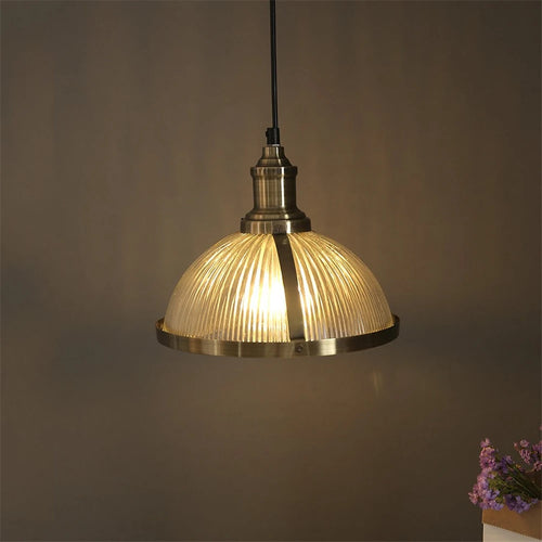 Vintage clear glass hanging lamp for nostalgic ambience - vue 6 sur 7