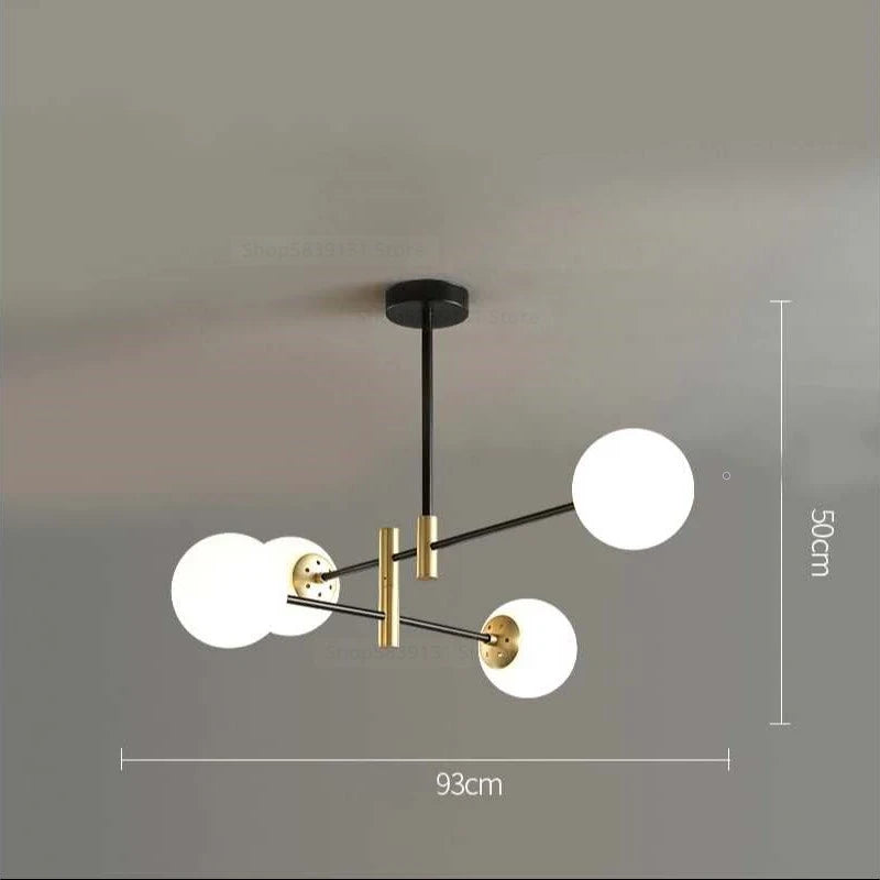 Modern LED glass ball chandelier nordic creative lighting - vue 10 sur 18