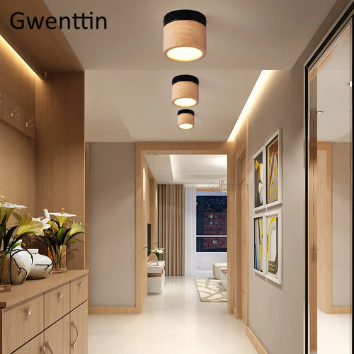 plafonnier à led en bois nordique moderne pour intérieur design - vue 2 sur 7