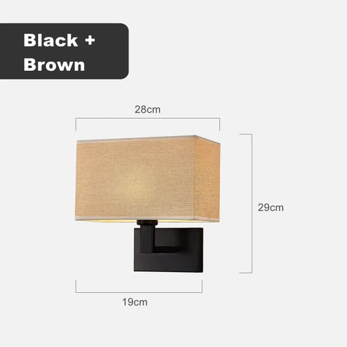 Modern fabric wall light american style square decorative - vue 8 sur 11