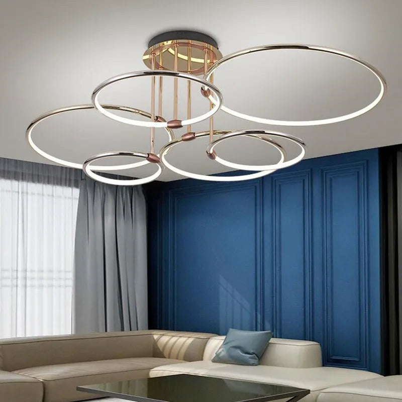 Modern and luxurious circular chandelier for indoor lighting - vue 5 sur 11