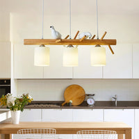 Nordic wooden bird LED table lamp with pendant