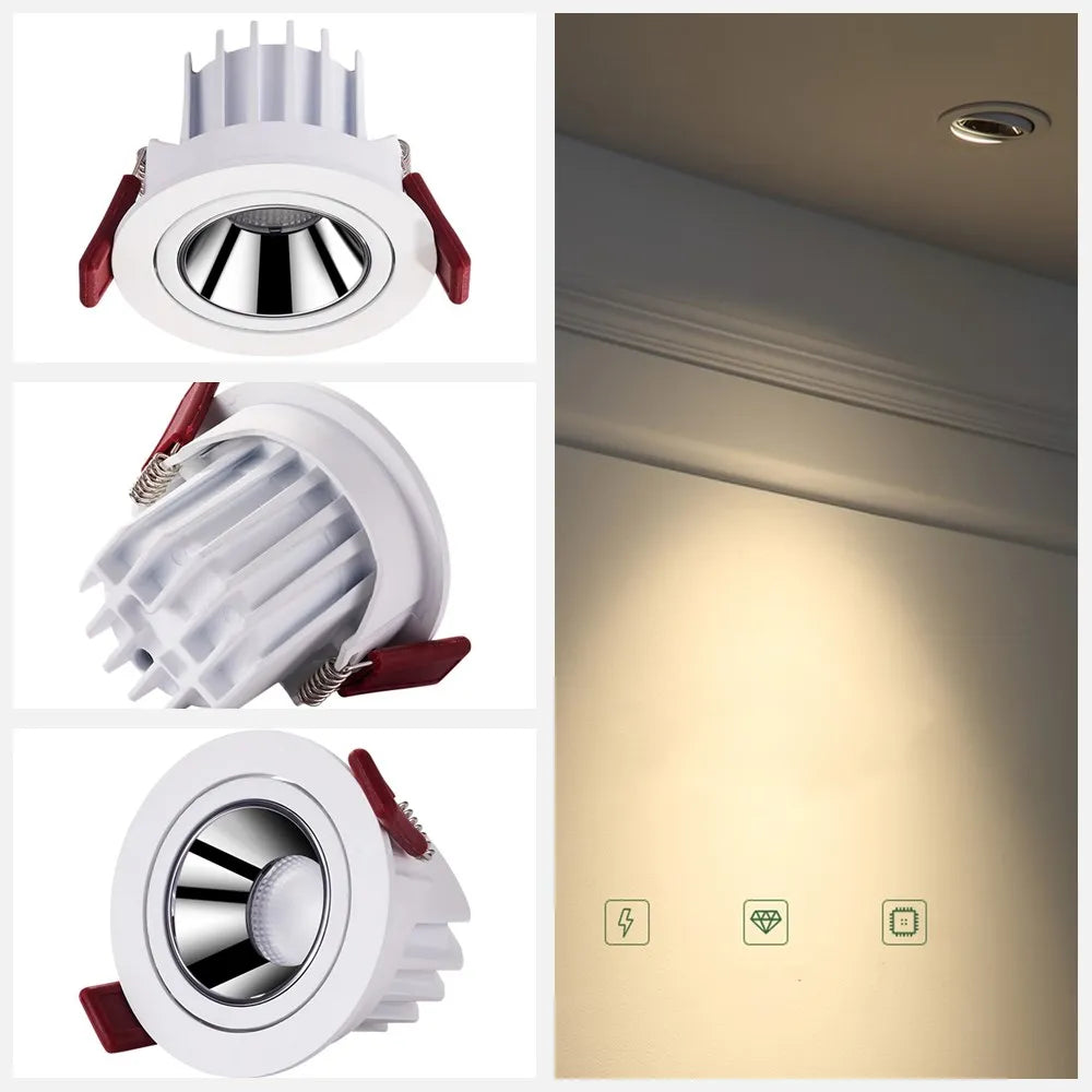 Modern adjustable anti-glare aluminium recessed ceiling light for indoor use - vue 4 sur 8