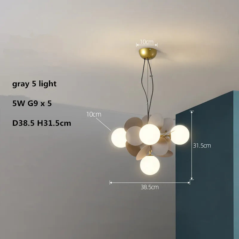 Colourful acrylic glass globe LED chandelier for children