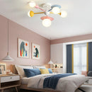 Nordic children's chandelier with glass shade and cartoon LED