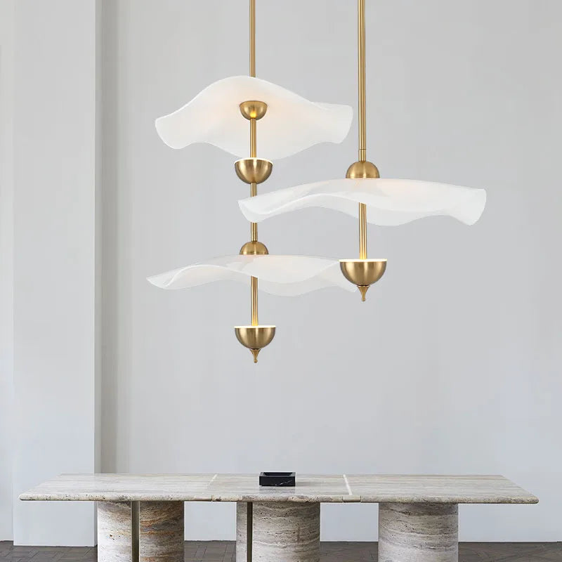 Nordic LED chandelier in gold metal and decorative acrylic for interiors