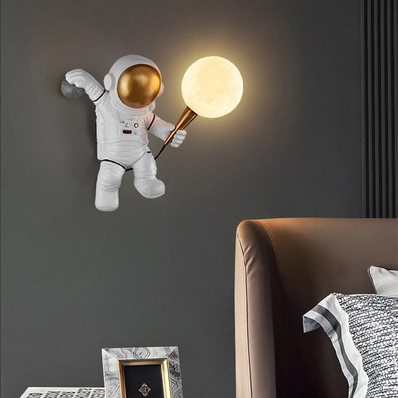 Nordic LED astronaut moon wall light for bedroom, kitchen, study, hallway