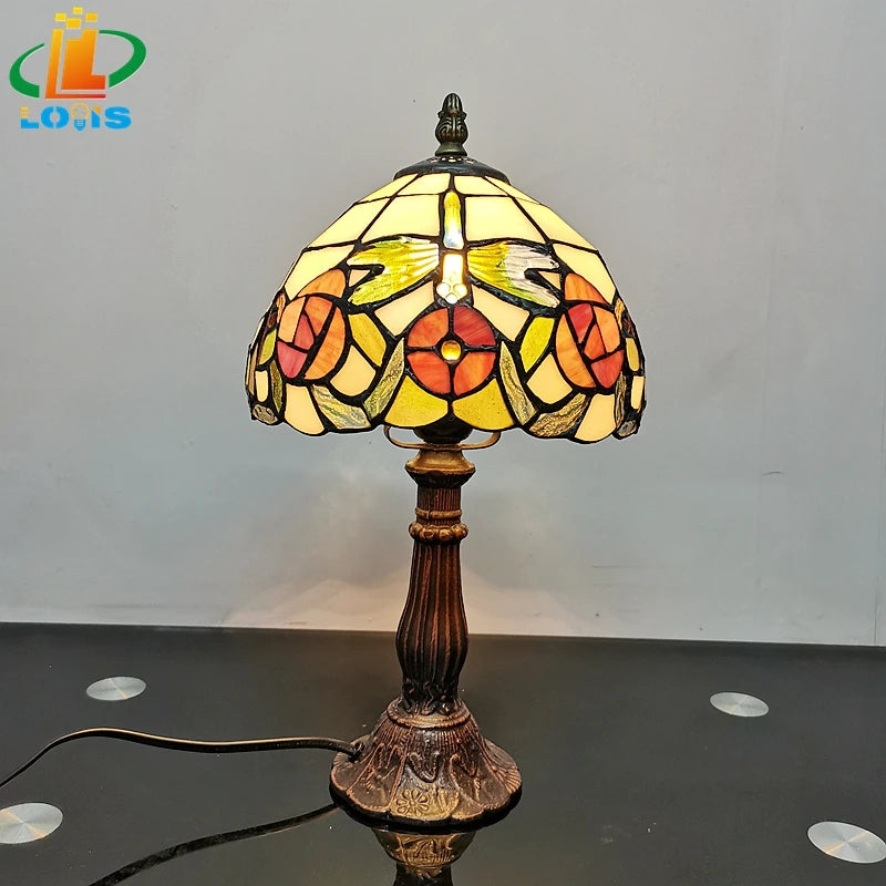 American style stained glass table lamp for decorative interiors