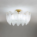 Modern white glass ceiling light with goose feather design