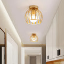 Retro gold metal LED ceiling light for balcony and hallway