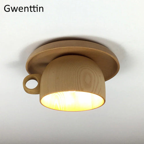 Modern nordic wooden ceiling light decorative fixture