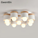 Modern wood and iron ceiling light for interior decoration