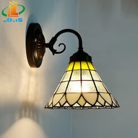Retro wall light with minimalist tiffany style stained glass