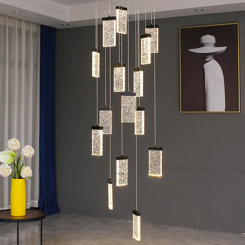 Contemporary crystal chandelier for staircases and interior decor